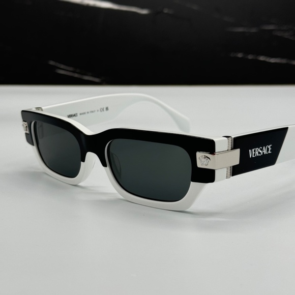 NEW VE4465 5459/87 VERSACE SUNGLASSES VE4465 545987 BLACK WHITE MOD 4465 EYEWEAR - Picture 5 of 11